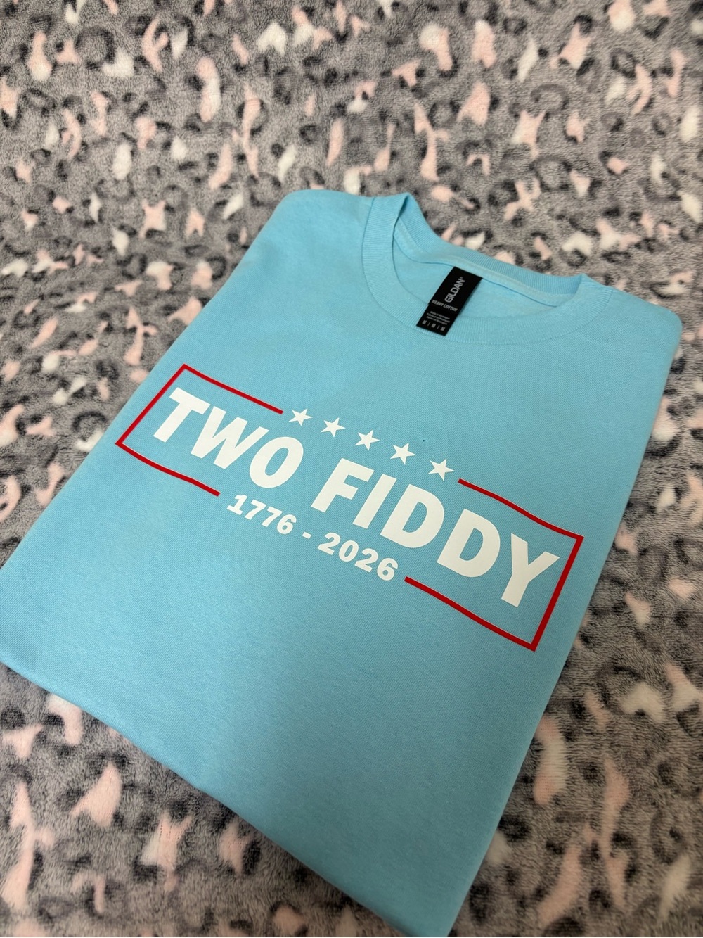TWO FIDDY 1776-2026 Light Blue Graphic Tee